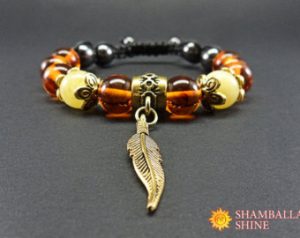 natural amber bracelet honey amber beads gold amber jewelry gold feather FZTTZVV