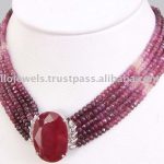 necklace beads handcrafted 5 strand african ruby beads necklace with silver clasp - buy YXKNLRT