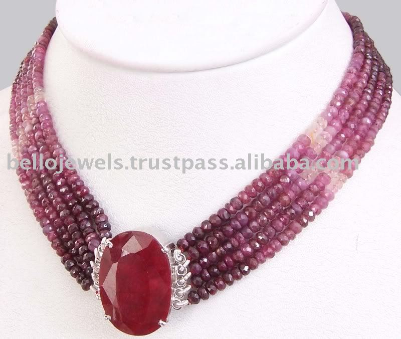 necklace beads handcrafted 5 strand african ruby beads necklace with silver clasp - buy YXKNLRT