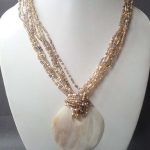 necklace beads seed bead necklace with giant mother of pearl focal FVFRYGG