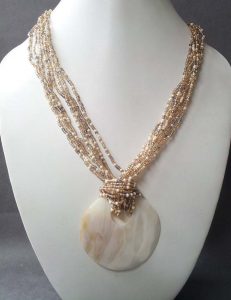 necklace beads seed bead necklace with giant mother of pearl focal FVFRYGG