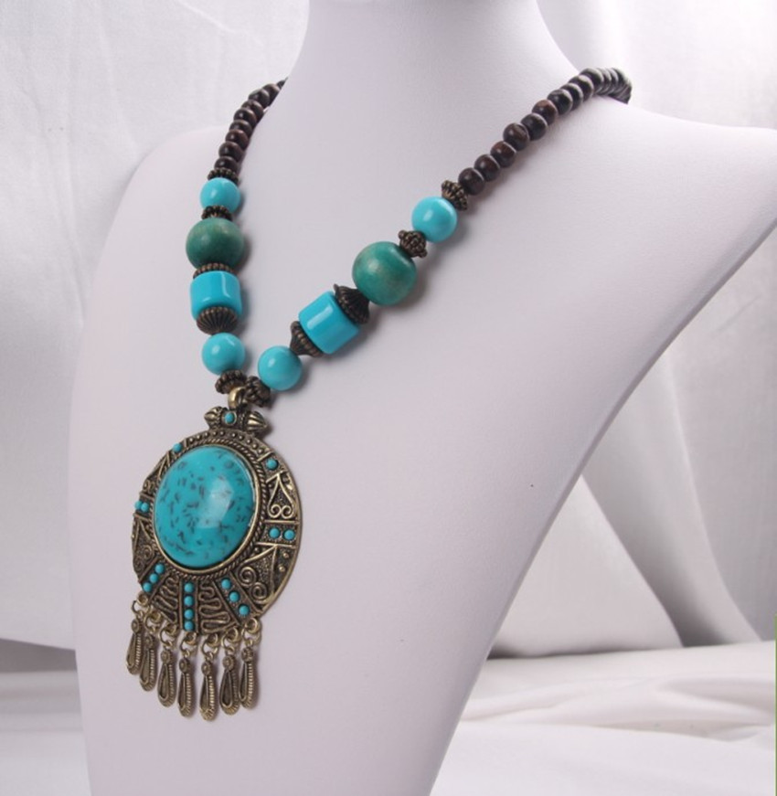 necklace beads tibetan bohemian wood beads necklace - seren marketing solution LZKSUFO