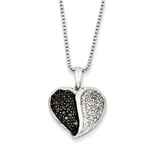 necklace pendants 1/2 carat white black diamond heart pendant necklace in sterling silver PBDSDZJ