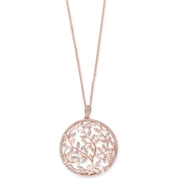 necklace pendants effy diamond vine pendant necklace (9/10 ct. t.w.) in 14k rose DIULCWA