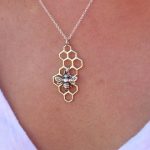 necklace pendants silver honeycomb necklace with bee charm - honeycomb charm - silver FONZGJE