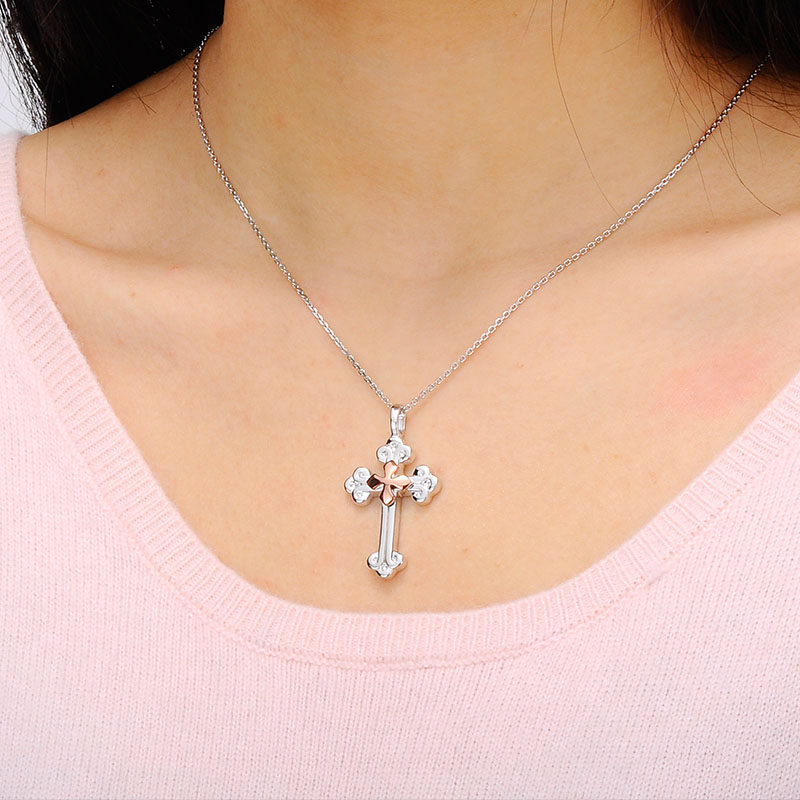 necklaces for women blue sweet couple necklaces, rose gold cross pendant for women,  personalized NCSXLSM