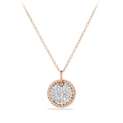 necklaces for women petite pavé necklace with diamonds in 18k rose gold LPEJSTE