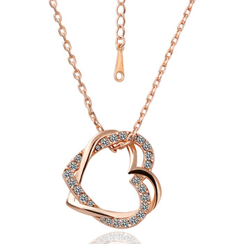 necklaces for women top quality 18k rose gold plated heart pendant statement necklace women XSKZZQT