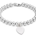 nes group: italian solid sterling silver bead bracelet with heart charm PBRRJRU