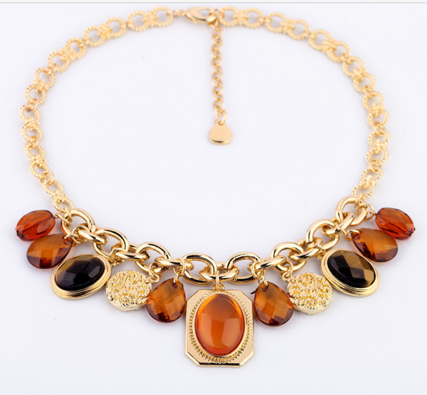 new coffee teardrop beaded charm necklace wholesale VCTKEJD