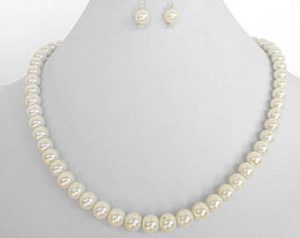 old lace white pearl necklace set, white wedding jewelry for her, white RYGTWAA