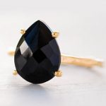 onyx jewelry black onyx ring gold, black stone ring, solitaire ring, stacking ring, tear YJSYNPM