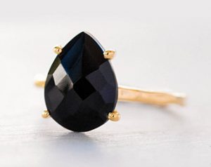 onyx jewelry black onyx ring gold, black stone ring, solitaire ring, stacking ring, tear YJSYNPM