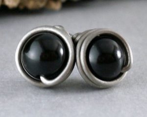 onyx jewelry sterling black onyx stud earrings grade 1 titanium jewelry sterling silver EDEYKXE