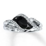 onyx ring 1/8 ct tw diamonds sterling silver ABOBKOC