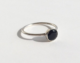 onyx ring - sterling silver black onyx ring - silver black ring CJAIXGB