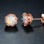 opal earrings fire opal crown stud earrings in 18k rose gold: fire opal crown VGPONIF