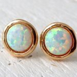 opal earrings,white opal stud earrings,opal studs,opal stud earrings, gold QZPYSZO