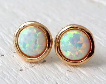 opal earrings,white opal stud earrings,opal studs,opal stud earrings, gold QZPYSZO