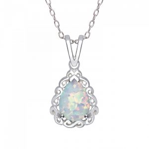 opal necklace 10 x 7mm created opal pendant in sterling silver LUJPCVB