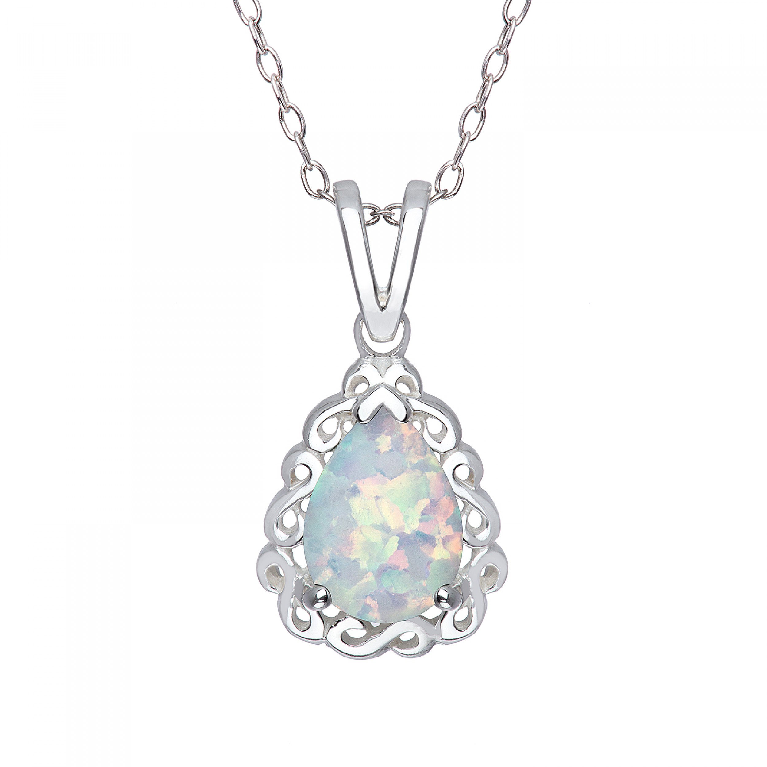 opal necklace 10 x 7mm created opal pendant in sterling silver LUJPCVB