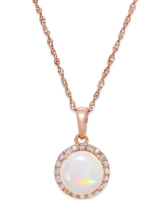 opal necklace opal (3/4 ct. t.w.) and diamond accent pendant necklace in 14k QZCWEFB