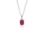 oval solitaire ruby pendant in 18k white gold (7x5mm) QZDKAAR