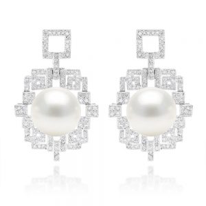 pearl and diamond earrings 18k gold diamond u0026 south sea pearl earrings 2.01ct CNFOPFI