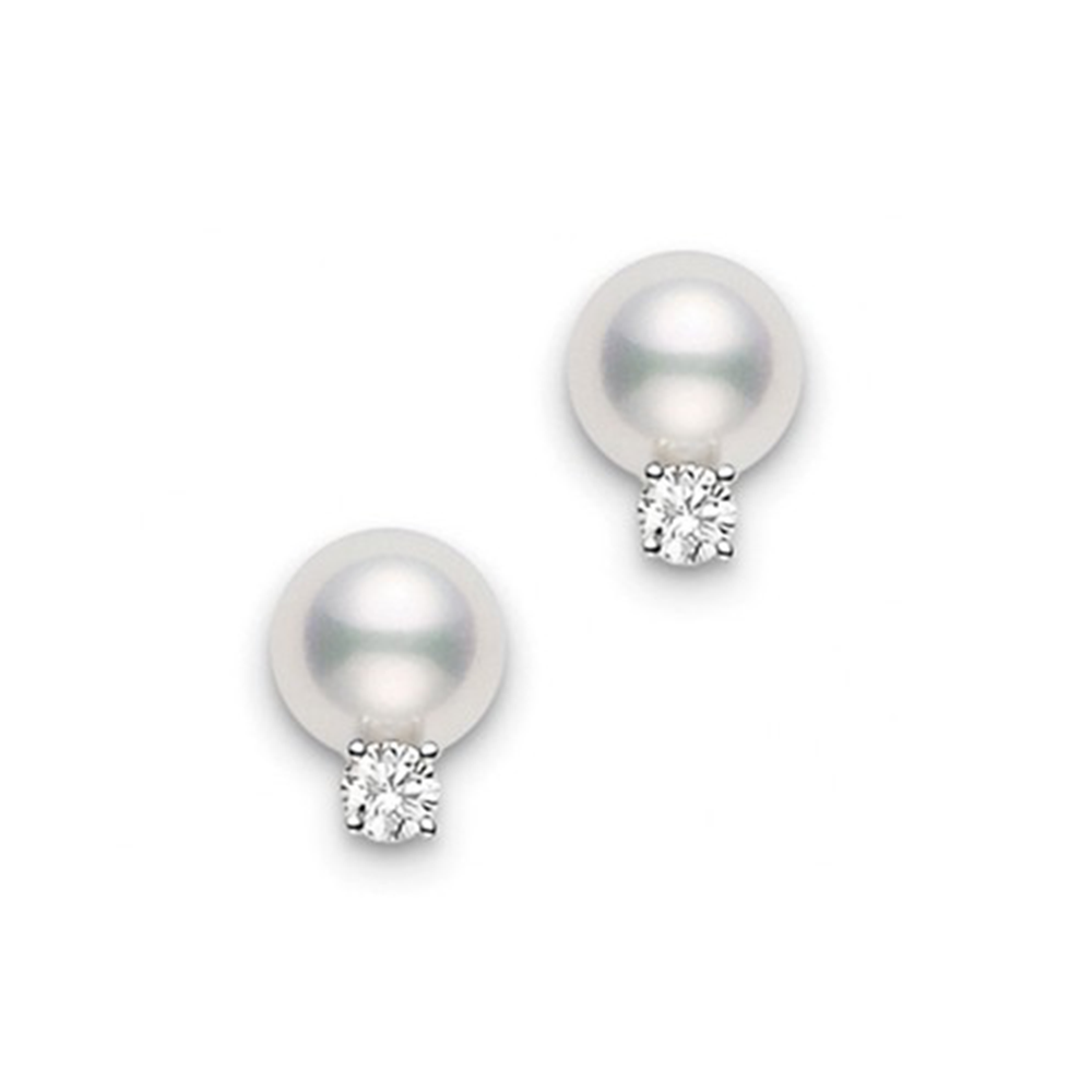 pearl and diamond earrings mikimoto pearl and diamond stud earrings VYLAPWG