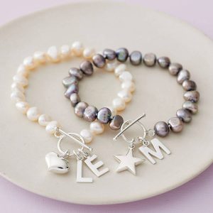 pearl bracelet freshwater pearl initial bracelet IHEUHNO