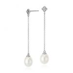 pearl drop earrings freshwater cultured pearl drop earring with diamond in 14k white gold TDTHFMV