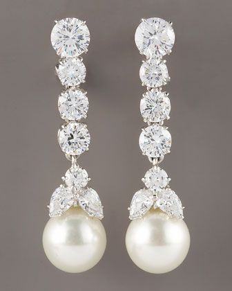 pearl drop earrings graduated cubic zirconia drop earrings by fantasia by deserio at neiman YBFIUJJ