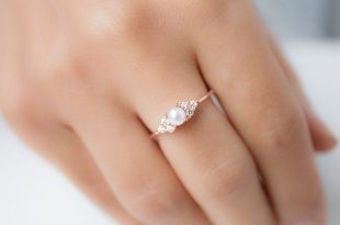 pearl engagement rings 14k rose gold engagement ring - pearl engagement ring - diamond engagement ZXMKBGW