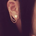 pearl heart cartilage chain earrings double lobe helix ear cuff jewelry BRFKPGS
