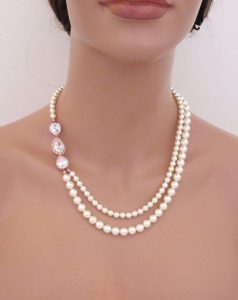 pearl necklace rose gold bridal necklace pearl wedding necklace by treasures570 OEYHVFG