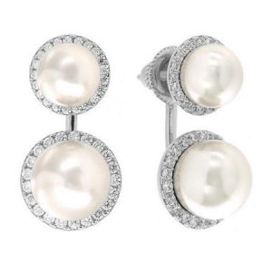 pearl pavé earring jacket - emma winston - white gold - 1 RXJGOSY