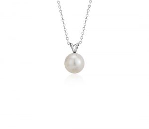 pearl pendant necklace freshwater cultured pearl solitaire pendant in 14k white gold (8.0-8.5mm) XIZRUYD