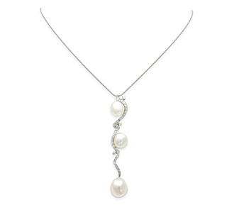 pearl pendant necklace rent jewelry - diamonds: .65 tw | gold: 18k white | length: LGDRGZZ