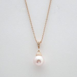 pearl pendant necklace single blush pink pearl rose gold pendant necklace rose pink swarovski pearl MVFYDFA