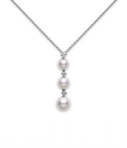 pearl pendant necklace three pearl drop akoya cultured pearl pendant CCBZTKQ