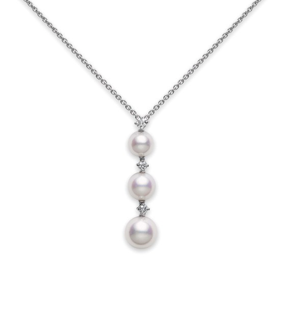pearl pendant necklace three pearl drop akoya cultured pearl pendant CCBZTKQ