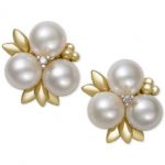 pearl stud earrings belle de mer cultured freshwater pearl (6mm) and diamond stud earrings in CODBFRL