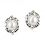 pearl stud earrings honora (le5563wh) sterling silver 9.5-10mm white button freshwater cultured pearl  stud BZBZBVQ
