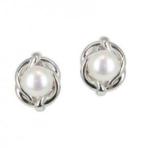 pearl stud earrings honora (le5563wh) sterling silver 9.5-10mm white button freshwater cultured pearl  stud BZBZBVQ