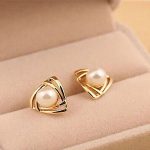 pearl stud earrings image is loading triangle-gold-plated-pearl-stud-earrings-white-freshwater- NKZNLDN