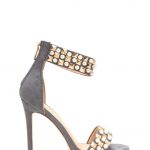 pearls and pyramids ankle strap heels grey ... NCSSFXP