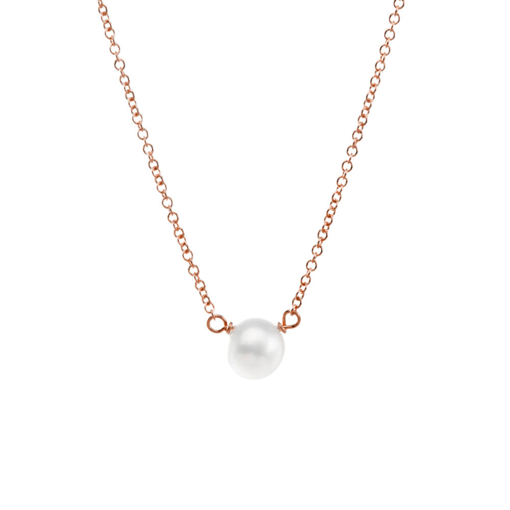 pearls of love, small pearl necklace, rose gold filled HGXTWOY