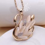 pendants for women gold pendant necklace for women opal and diamond elegant swan long necklace CUZCQUL