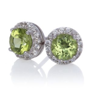 peridot earrings 5mm halo peridot sterling silver stud earrings QLAUDNW