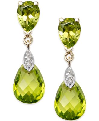 peridot earrings peridot (6 ct. t.w.) and diamond accent drop earrings in 14k gold MHXQJLY